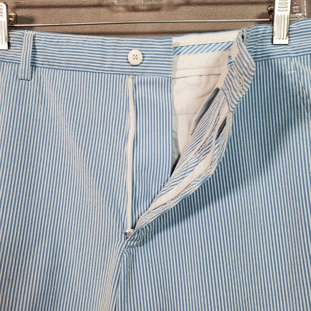 FootJoy Golf Shorts Mens 32 Blue White Seersucker Striped Preppy Coastal Classic